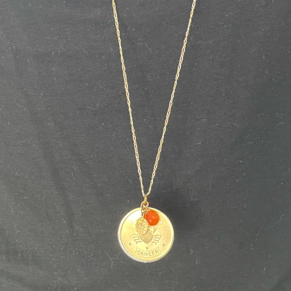 Shoptiques Long Cancer Zodiac Necklace Gold View 4